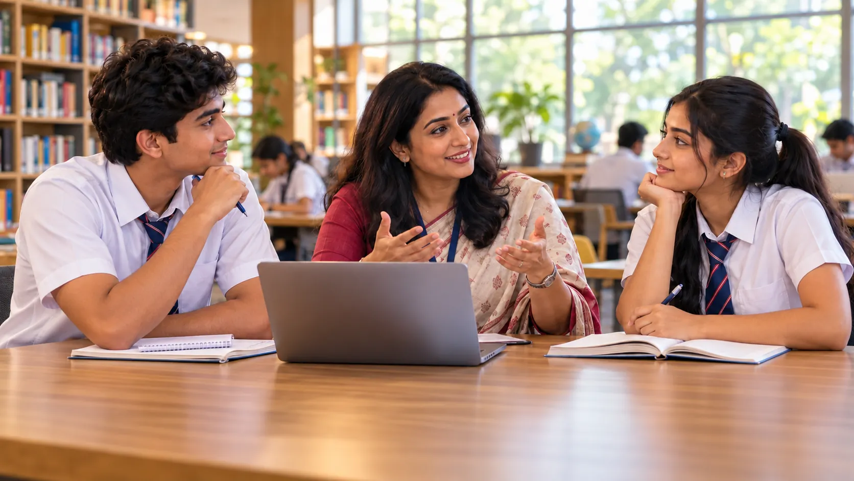 Two senior students planning their next step after school with a counsellor