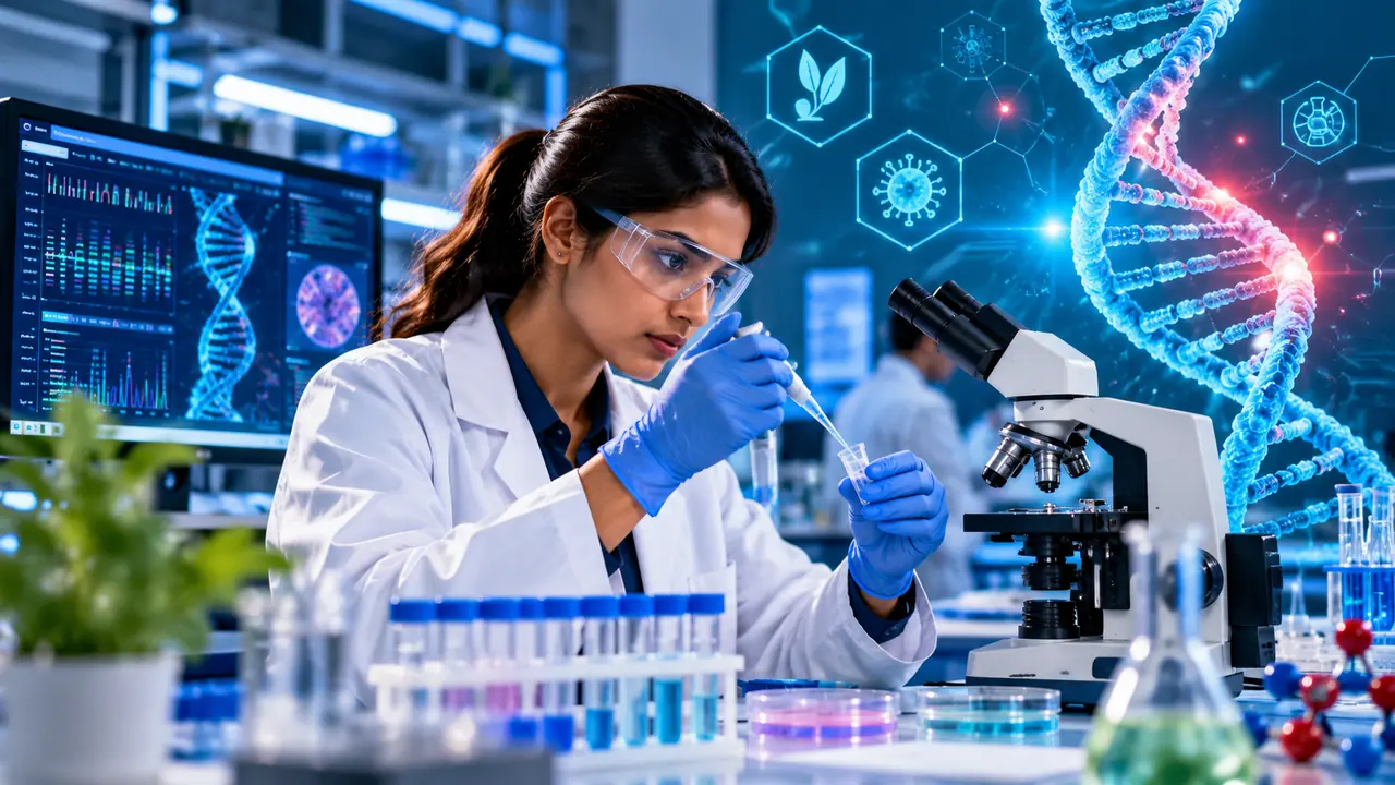 A scientist working with samples in a biotechnology lab