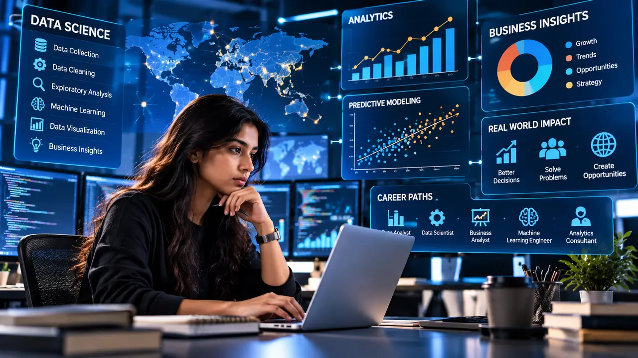 A student analysing data on data science dashboards