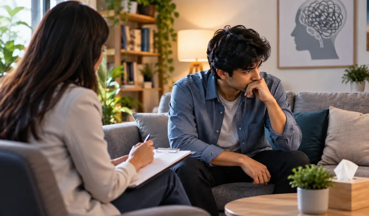 A psychologist in a counselling session
