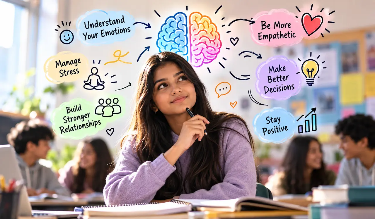 A student thinking about emotional intelligence skills