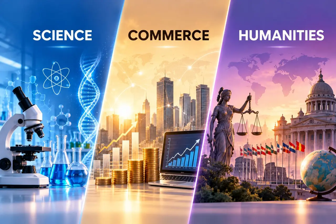 Science, Commerce and Humanities streams side by side
